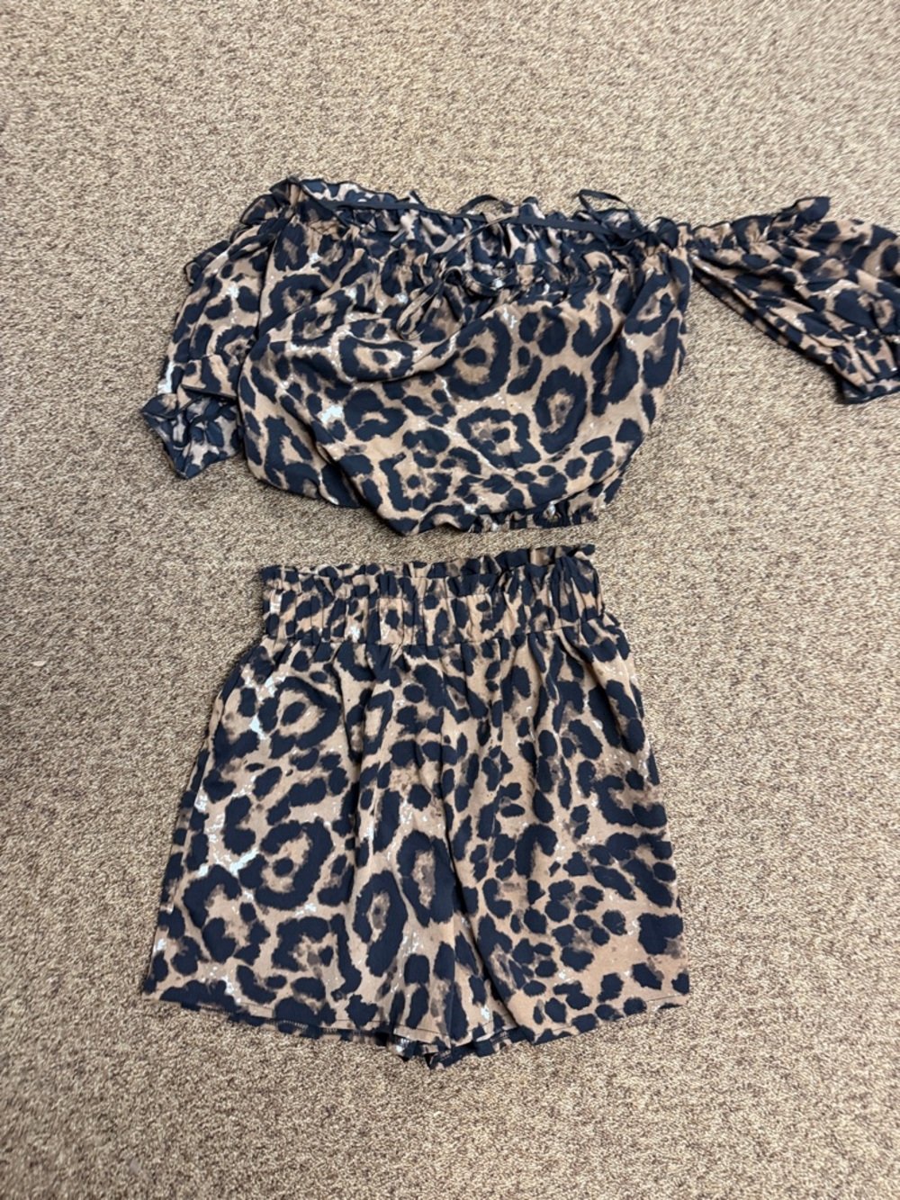 Women’s Beige and Black Leopard Print Midi Skirt